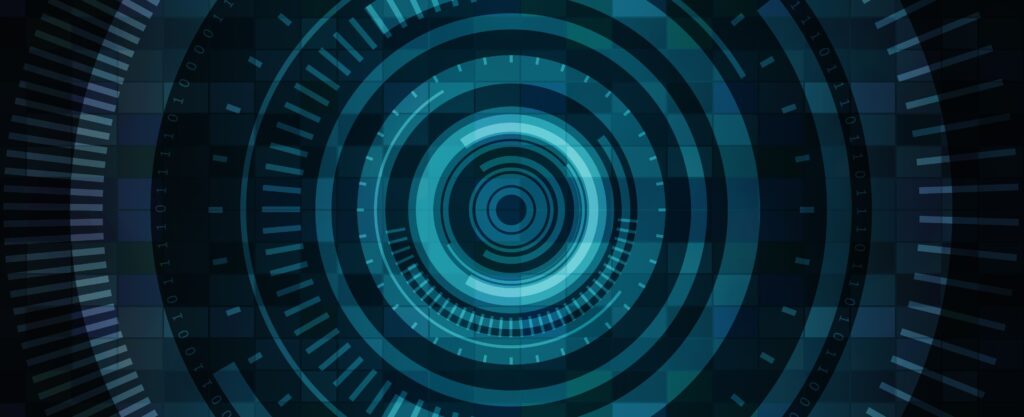 Ein Bild von einem dekorativen Element, bestehend aus mehreren Ringen in verschiedenen Farbtönen von Türkis bis Schwarz.